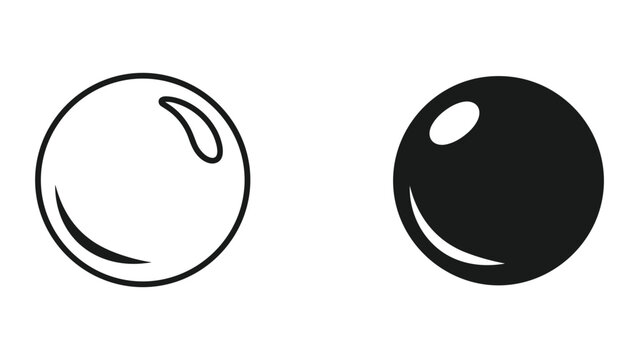 Vector illustration of two black and white spheres with shiny reflections on white background