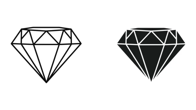 Vector illustrations of two diamond shapes in black and white on isolated white background