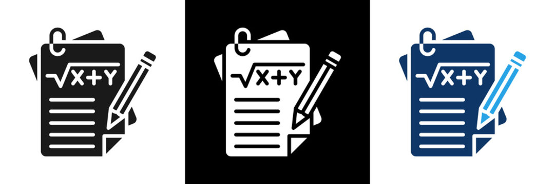 Math Practice Icon Set Glyph Vector Illustration