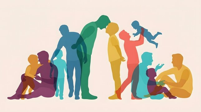 Diverse group of people interacting and spending time together with multi generational interaction together activity