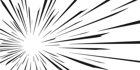 Naklejka premium Explosion of Black Lines Radiating from a Bright Center.