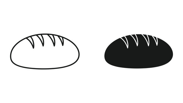 Vector illustration of two bread rolls with slashes on top in black and white isolated on white background