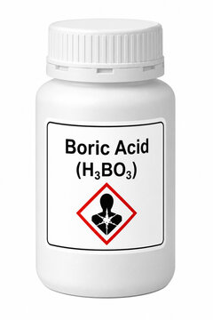 Vector illustration of boric acid in acid bottle for lab