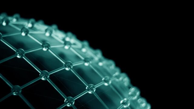 Seamless loop of blue glass network sphere with geometric structure