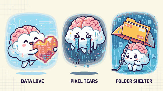 Brain Holding Heart With Tears.