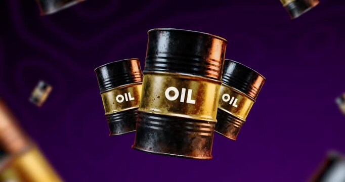 Seamless loop 3D illustration of crude oil barrels for global petroleum price normalization energy market stabilization and economic trading video footage.