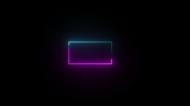 Abstract background with pink and blue  neon lights color in border rectangle shape