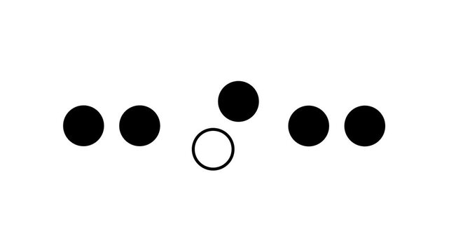 Loading Progress Dots Interface with Black Circular Indicators and Hollow Active Dot on white Dark Background Representing Minimal Status Animation Design.