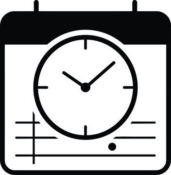 Minimalist Black and White Analog Wall Clock Displaying Time with Calendar Grid Background productivity-hacks time-management minimalist-design modern-office professional-workspace
