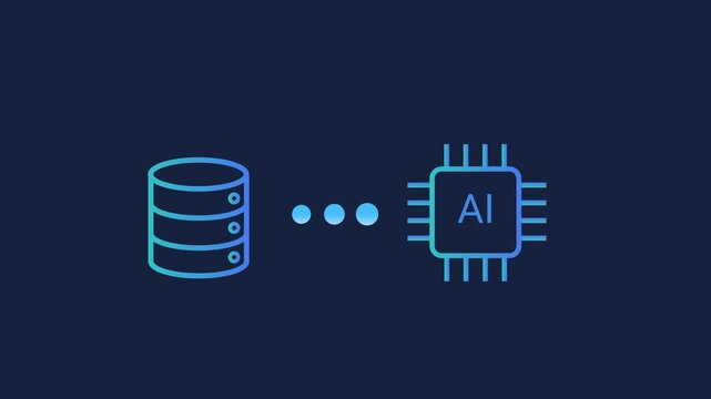 Animated motion graphics showing a file folder icon connecting to a digital cloud via pulsing dots. Concept of cloud storage organization, data backup, and remote folder synchronization.