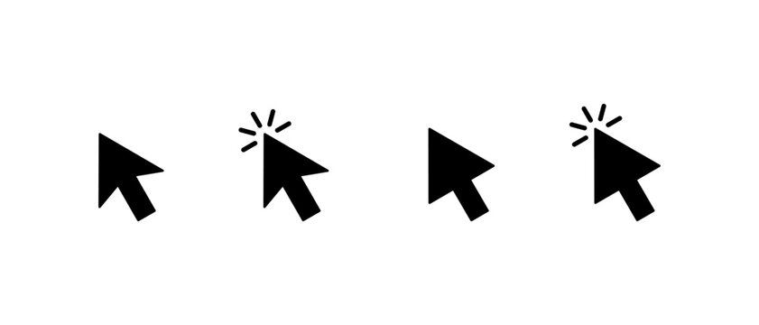Mouse cursor arrow icon set. Computer pointer and digital click symbol