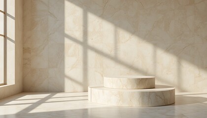 Modern interior design with marble podium.