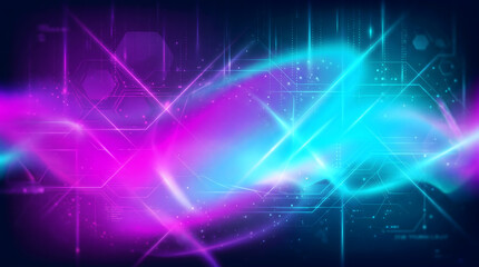 Obraz premium Futuristic Neon Tech Background with Glowing Gradient Lights