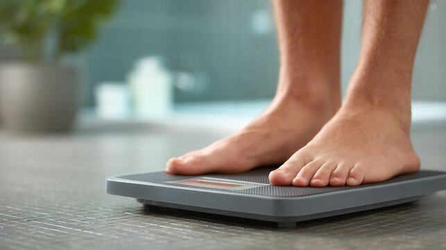 Person Weighing on Scale, Health and Fitness Concept