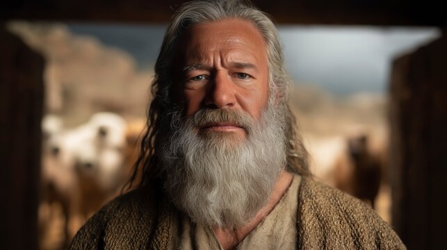 As the storm begins, Noah stands at the ark&rsquo;s entrance while animals enter in pairs behind him, the dark sky and rising wind revealing coming judgment and rescue.
