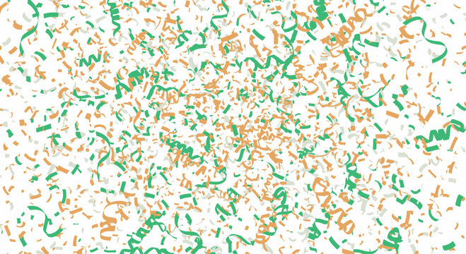 Independence Day Festive tricolor confetti falling on white background for Indian Independence Day celebration vector pattern India