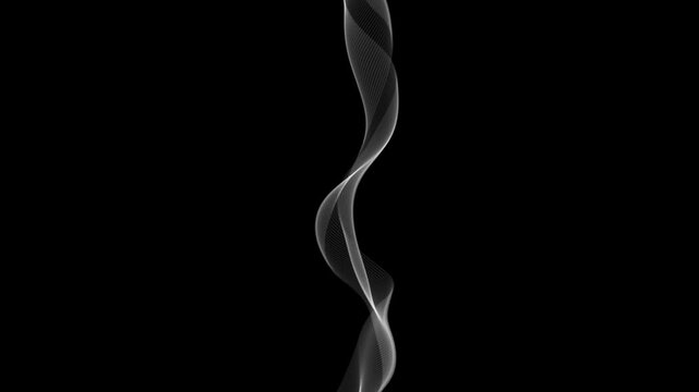 Flowing white smoke or wave-like light trails moving vertically on a deep black background. 