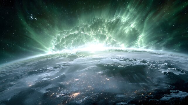 Spectacular aurora borealis illuminates Earth's atmosphere from space