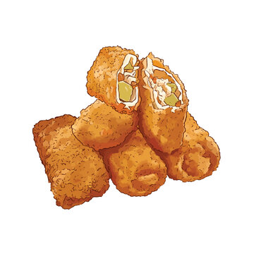 vector of a pile of crispy fried risole snack food