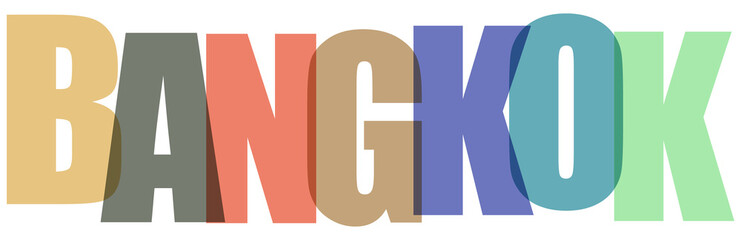 Colorful Bangkok city name in multicolored letters transparent background © unique@