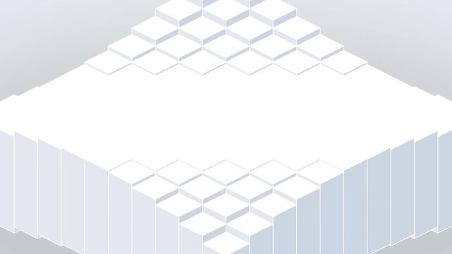 White Isometric Cube Grid Platform 3D Animation Background 4k