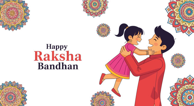 Happy brother and sister illustration for Raksha Bandhan celebration.