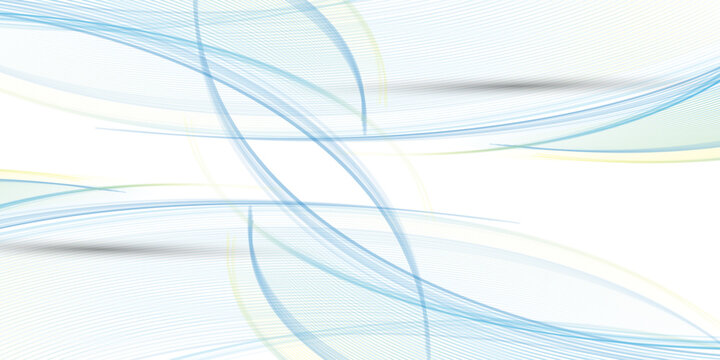 A close-up of a flowing blue and green abstract design, set against a white background. The soft colors and delicate lines create a feeling of movement and fluidity.