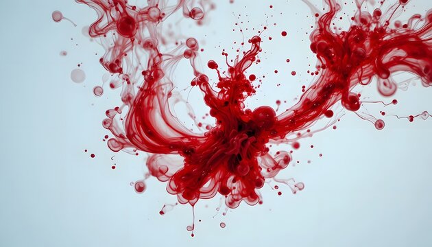 Red liquid splashing and spreading rapidly.