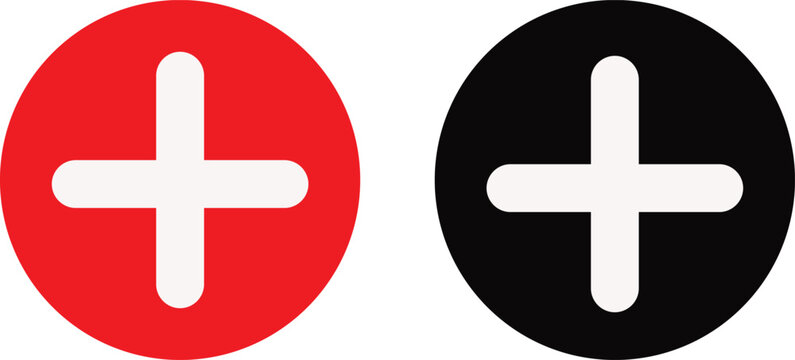 Minimal Plus Button Icon Collection Vector