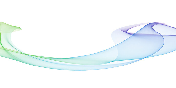 Soft abstract wave in green and blue tones on white background
