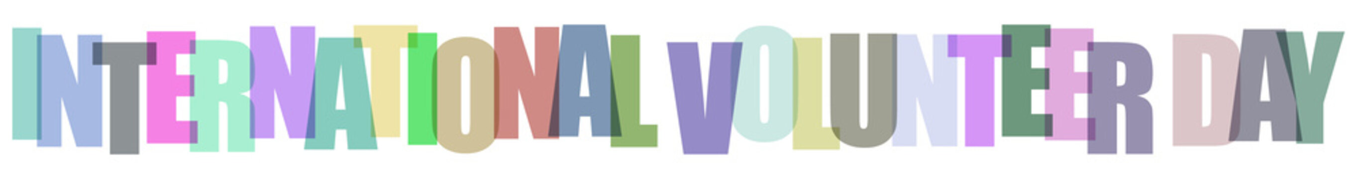International Volunteer Day colorful text on transparent background 
