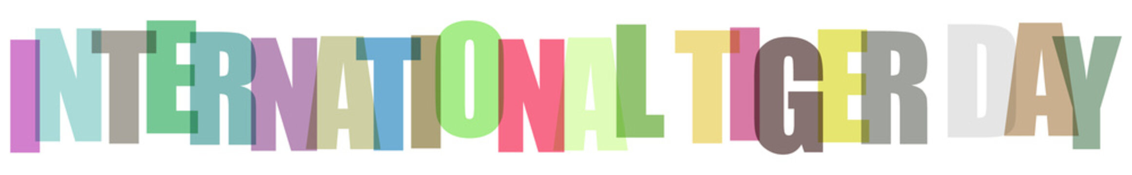 International Tiger Day colorful text on transparent background