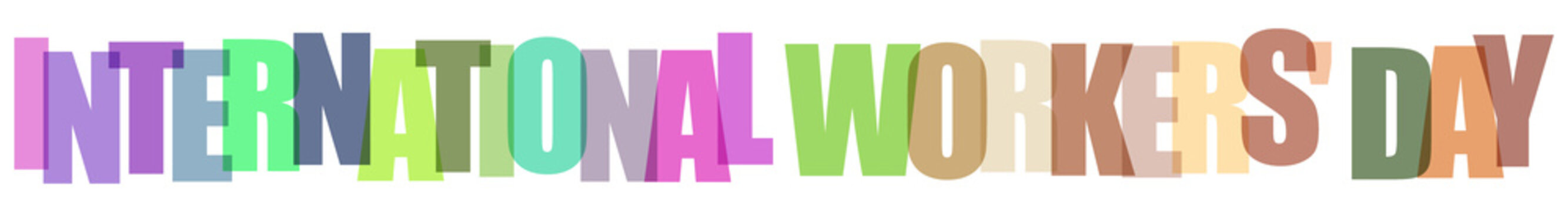 International Workers Day colorful text graphic design transparent background