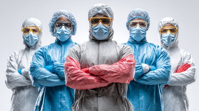 Diverse Healthcare Team in Protective Gear Ready for Action