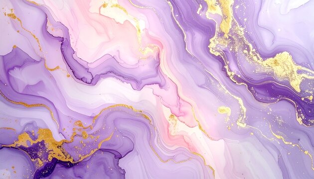 ゴールドが煌めく紫色の抽象インクテクスチャ背景Abstract Purple Ink Texture Background with Shimmering Gold