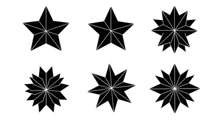 Obraz premium Geometric Star Shapes Collection, Abstract Vector Art, Isolated on White