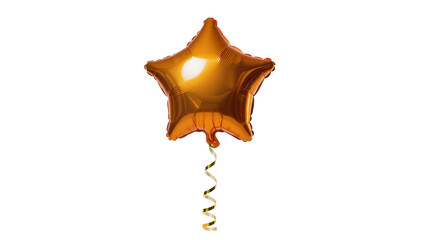 Shiny orange star-shaped foil balloon with curly ribbon, isolated on transparent background © Elena
