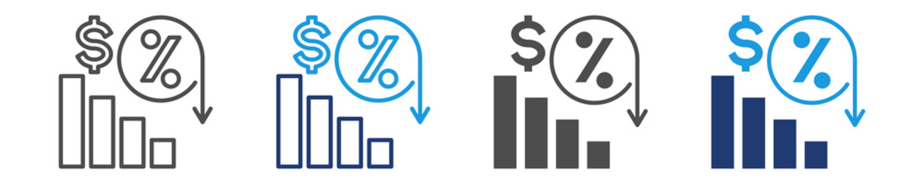 interest rate icon set multiple style