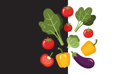 Naklejka premium Colorful illustration of fresh vegetables.