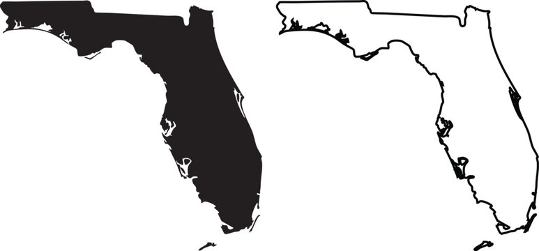 Black silhouette map of florida state outline with white background florida state map outline shape