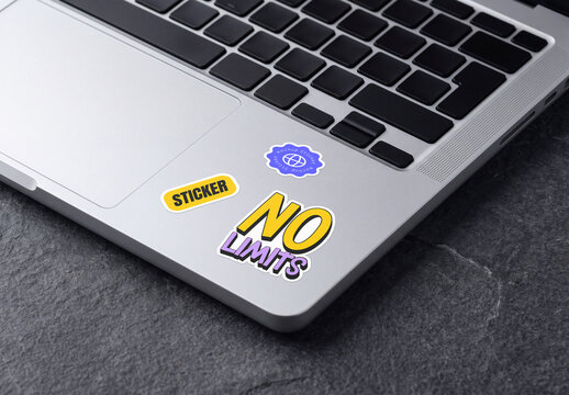 Laptop Inside Sticker PSD Mockup