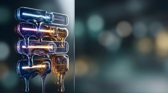 Abstract Melting Liquid Toggle Switches with Glowing Neon Elements