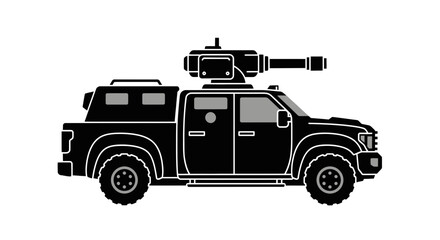 Armored Pickup Truck with Turret - Military Vehicle Illustration © ghina
