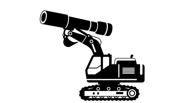 Industrial Excavator Arm with Large Pipe on White Background