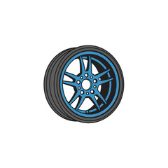 Obraz premium Blue alloy car wheel closeup.