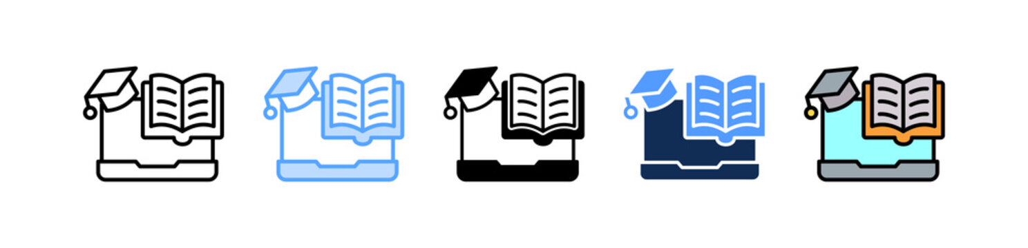 Digital Learning Icon Multiple Style