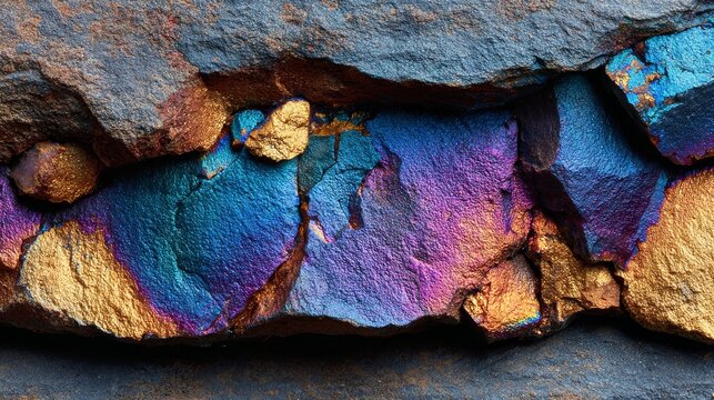 Iridescent Chalcopyrite Mineral Texture - Blue Gold Purple Hues