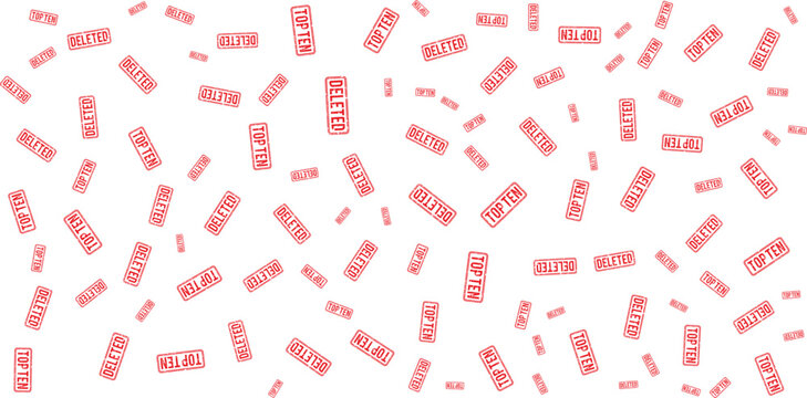 Deleted and top ten stamp pattern on transparent background