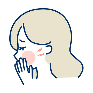 頬の痛みを表す女性アイコン（歯痛・顎の痛み）