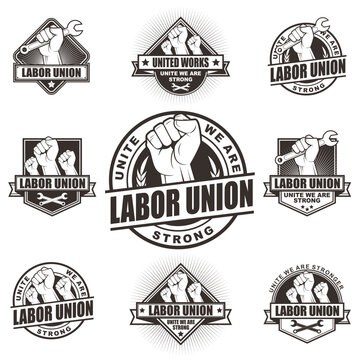 Labor Union Badge Logo Collection Set
